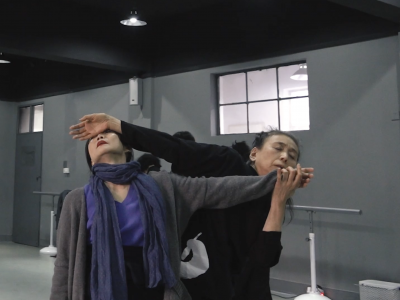 Dancers Wen Hui and Eiko Otake collaborate in a still image from No Rule Is Our Rule